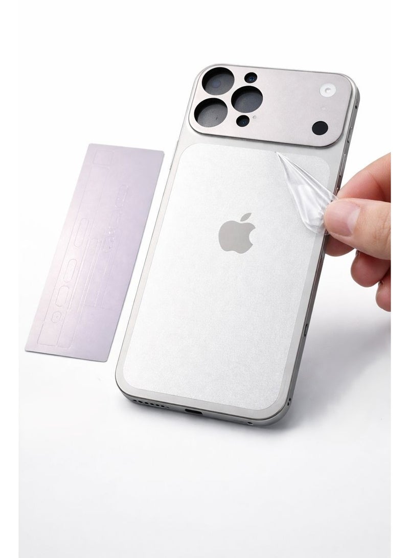 Full Conversion & Protection Skin for iPhone 15 Pro Max to iPhone 17 Pro Max Look - Natural Titanium Back Sticker, Camera Cover & Side Films - Image 1